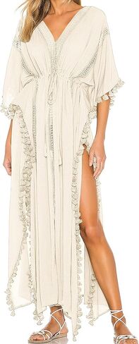 بلوفر Jumppmile نسائي طويل طويل من الشيفون برباط لملابس الشاطئ لملابس السباحة in Kuwait