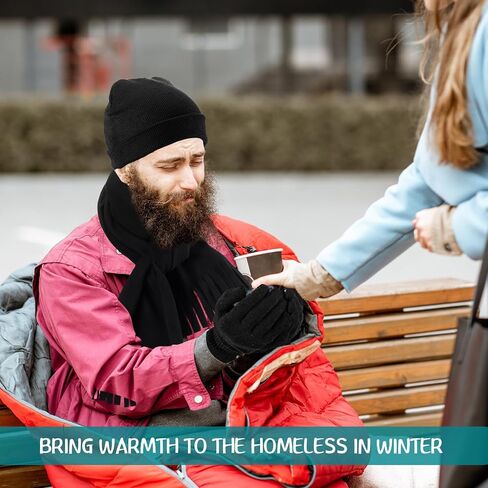 36 Pcs Winter Beanies Gloves Scarves Set Unisex Beanies Winter Gloves Solid Black Neck Warmers for Donation Charity in Saudi Arabia