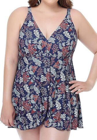 PERONA Women's Swimdress Plus Size Swimwear One Piece Swimsuit Floral Print Bathing Suit in Kuwait