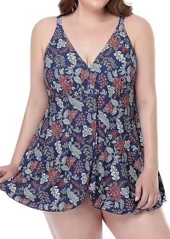 PERONA Women's Swimdress Plus Size Swimwear One Piece Swimsuit Floral Print Bathing Suit in Kuwait