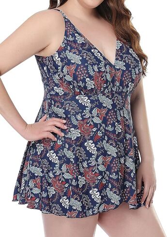 PERONA Women's Swimdress Plus Size Swimwear One Piece Swimsuit Floral Print Bathing Suit in Kuwait