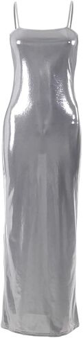 Women See Through Sheer Mesh Maxi Dress Swimsuit Cover Up Backless Split Bodycon Long Dress Beach Party in Kuwait