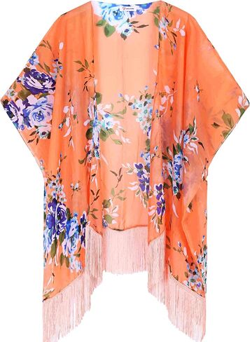 Women's Floral Kimono Cover Up - Lightweight Leopard Chiffon Beachwear for Bikini,Cardigan and Swimwear in Kuwait