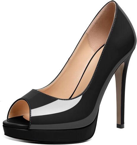 Joseywade Platform Stiletto Heels Peep Toe High Heel Pumps Women's 5 Inch Party Dance Dressy Slip On Shoes in Kuwait
