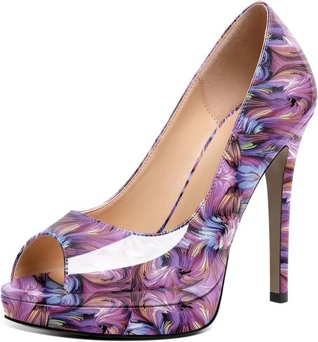 Joseywade Platform Stiletto Heels Peep Toe High Heel Pumps Women's 5 Inch Party Dance Dressy Slip On Shoes in Kuwait