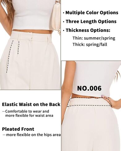 FUNYYZO Women's Wide Leg Pants High Elastic Waisted in The Back Business Work Trousers Long Straight Suit Pants in Kuwait