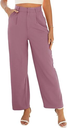 سروال نسائي واسع الساق من GAMISOTE، بنطال فضفاض عالي الخصر للعمل والعمل in Kuwait