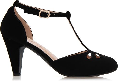 Olivia K Women's Low Heels Mary Jane Pumps - Adorable Vintage Shoes- Unique Round Toe Design with an Adjustable T Strap in Kuwait