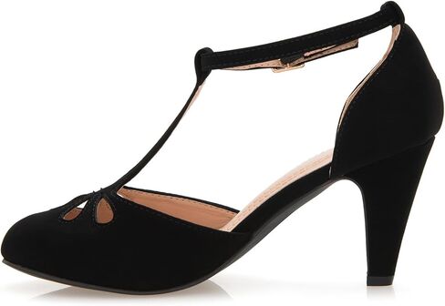 Olivia K Women's Low Heels Mary Jane Pumps - Adorable Vintage Shoes- Unique Round Toe Design with an Adjustable T Strap in Kuwait