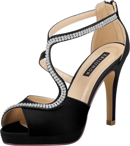ERIJUNOR High Heel Sandals Peep Toe S-Strap Prom Wedding Evening Shoes in Kuwait