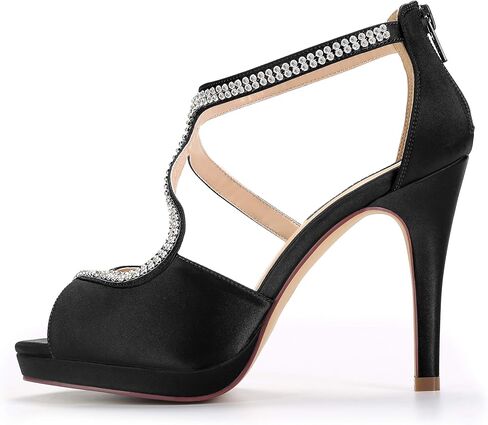 ERIJUNOR High Heel Sandals Peep Toe S-Strap Prom Wedding Evening Shoes in Kuwait