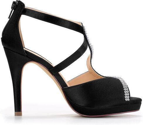 ERIJUNOR High Heel Sandals Peep Toe S-Strap Prom Wedding Evening Shoes in Kuwait