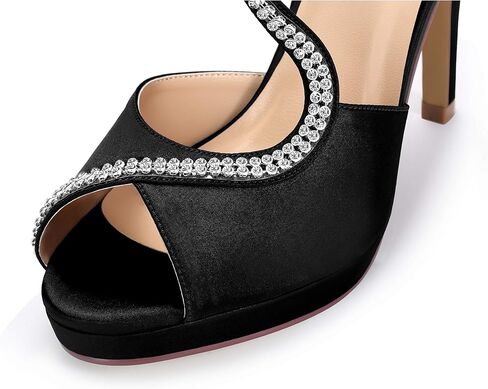 ERIJUNOR High Heel Sandals Peep Toe S-Strap Prom Wedding Evening Shoes in Kuwait