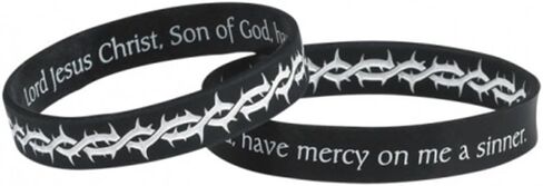 CB Black Silicone Crown of Thorns Bracelet with Prayer Card, 8 Inch in Saudi Arabia