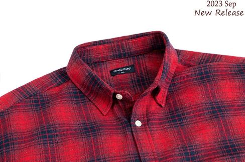 قمصان من الفلانيل الكبيرة والطويلة ذات مضخة مزدوجة للرجال قميص من القطن بأكمام طويلة كاجوال بأزرار سفلية من XXL (T) إلى 6XL (T) in Kuwait