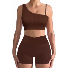 niyokki Workout Sets for Women Two Piece Sexy Summer Sports Bra and Crossover Shorts Matching Workout Set