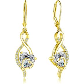 UnicoRing Sterling Silver Heart Drop Dangle Earrings for Women Dangling with Leverback Cubic Zirconia Silver Earrings for Bridal Wedding Prom