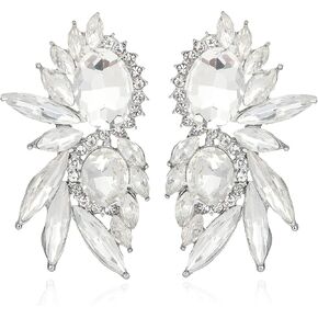 Canboer Vintage Rhinestone Statement Earrings Fancy Crystal Cluster Drop Dangle Earrings for Women Girls