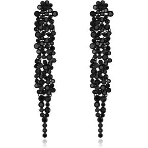 EVER FAITH Wedding Rhinestone Crystal Art Deco Statement Earring, Banquet Prom Long Chandelier Dangle Earrings for Women Girls Bride in Kuwait