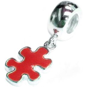 Queenberry Sterling Silver Autism Puzzle Enamel Awareness European Style Dangle Bead Charm in Saudi Arabia