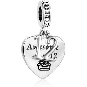 Chili Jewelry Happy Birthday Charm for 12th 16th 18th 21th 50th Birthday Gift Compatible with Pandora Charms Bracelets