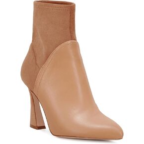 Coutgo Women's Pointed Toe High Heel Ankle Boots Patent Faux Leather Suede Splicing Slip On Fashion Booties in Saudi Arabia