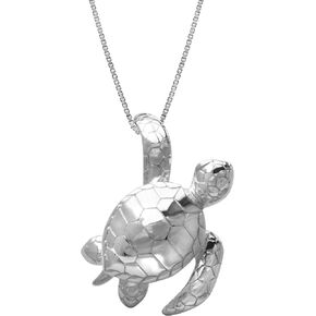 Honolulu Jewelry Company Sterling Silver Turtle Honu Ocean Sea Life Necklace Pendant with 18" Box Chain in Kuwait