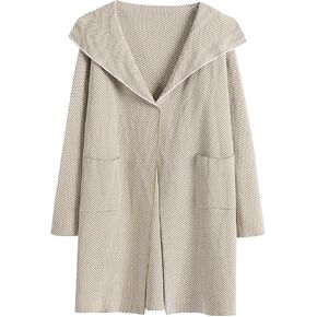 ECOWISH Women Cardigan Jacket Coat - Fall 2023 Knit Lapel Long Sleeve Striped Casual Open Front Sweater Coatigan