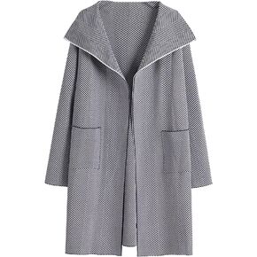 ECOWISH Women Cardigan Jacket Coat - Fall 2023 Knit Lapel Long Sleeve Striped Casual Open Front Sweater Coatigan
