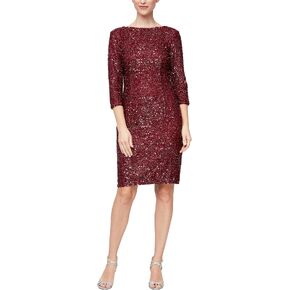 S.L. Fashions Women's Short Cap Sleeve Sequin Dress