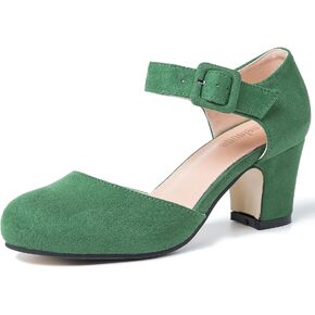 حذاء نسائي من Enelauge مغلق بمقدمة مستديرة وحزام للكاحل وإبزيم منخفض وكعب مكتنز فستان صنادل D'Orsay أحذية رسمية in Kuwait