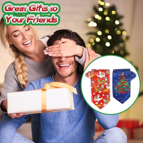 6 Pcs Christmas Ties for Men 51 Inch Novelty Holiday Printed Necktie Santa Snowman Snowflake Funny Neck Tie for Boy (Classic Pattern) in Saudi Arabia