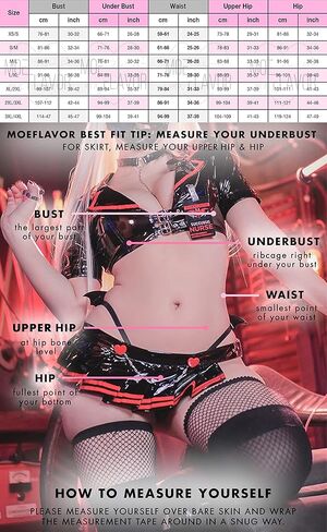 MOEFLAVOR مثير ممرضة فو اللاتكس الشيطانة تأثيري| فستان لاتكس للعب الأدوار الأنمي | زي خادمة Kawaii | الحجم العادي والمقاس الزائد in Kuwait