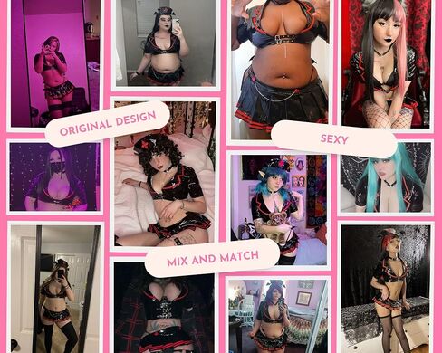 MOEFLAVOR مثير ممرضة فو اللاتكس الشيطانة تأثيري| فستان لاتكس للعب الأدوار الأنمي | زي خادمة Kawaii | الحجم العادي والمقاس الزائد in Kuwait