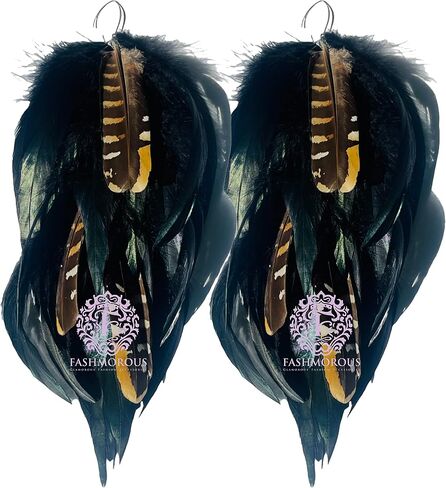 Fashmorous Halloween Jewelry Black Long Earrings for Women Elegant Boho Earrings Feather Earrings for Women Dangling Earrings Halloween in Saudi Arabia