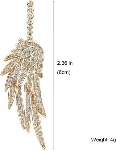 S925 Sterling Silver Post Dangle Drop Angel Wings Earrings for Women Girls Gold Blue Cubic Zirconia Crystal Guardian Angle Dangling Earrings for Wife Mom Her in Kuwait