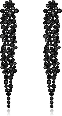 EVER FAITH Wedding Rhinestone Crystal Art Deco Statement Earring, Banquet Prom Long Chandelier Dangle Earrings for Women Girls Bride in Kuwait