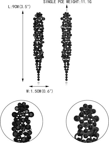 EVER FAITH Wedding Rhinestone Crystal Art Deco Statement Earring, Banquet Prom Long Chandelier Dangle Earrings for Women Girls Bride in Kuwait