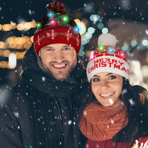 9 قطع من قبعات عيد الميلاد LED للجنسين من يورزوم، قبعة محبوكة بشجرة الكريسماس ورجل الثلج، قبعة قبيحة للحفلات للاطفال والكبار، كما هو موضح في الصور، 7.8 × 8.25 انش in Saudi Arabia