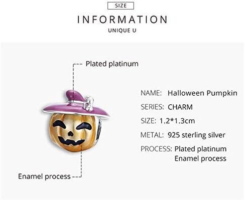 FAEFASH Halloween Ghost Charm Skull Charm 925 Sterling Silver Black Cat,Haunted House, Pumpkin Charm Fit Pandora Style Bracelet,Gifts for Halloween in Kuwait