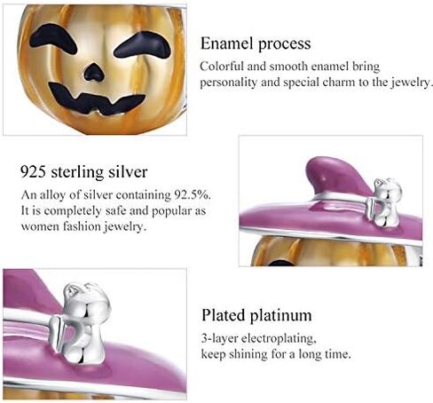 FAEFASH Halloween Ghost Charm Skull Charm 925 Sterling Silver Black Cat,Haunted House, Pumpkin Charm Fit Pandora Style Bracelet,Gifts for Halloween in Kuwait