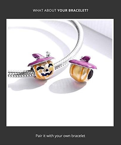 FAEFASH Halloween Ghost Charm Skull Charm 925 Sterling Silver Black Cat,Haunted House, Pumpkin Charm Fit Pandora Style Bracelet,Gifts for Halloween in Kuwait