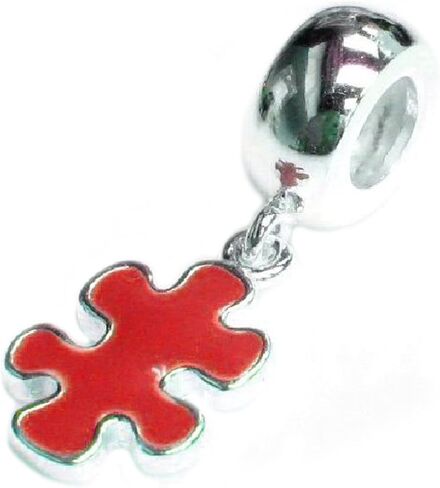 Queenberry Sterling Silver Autism Puzzle Enamel Awareness European Style Dangle Bead Charm in Saudi Arabia