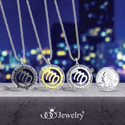 555Jewelry Stainless Steel Horoscope Zodiac Sign Necklace Pendant for Men & Women ‎ in Kuwait