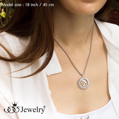 555Jewelry Stainless Steel Horoscope Zodiac Sign Necklace Pendant for Men & Women ‎ in Kuwait