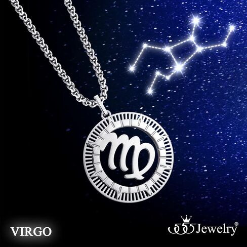 555Jewelry Stainless Steel Horoscope Zodiac Sign Necklace Pendant for Men & Women ‎ in Kuwait