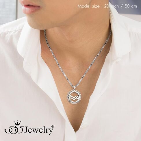 555Jewelry Stainless Steel Horoscope Zodiac Sign Necklace Pendant for Men & Women ‎ in Saudi Arabia