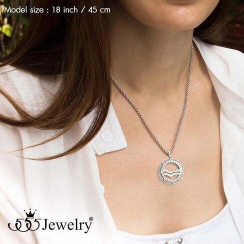 555Jewelry Stainless Steel Horoscope Zodiac Sign Necklace Pendant for Men & Women ‎ in Saudi Arabia
