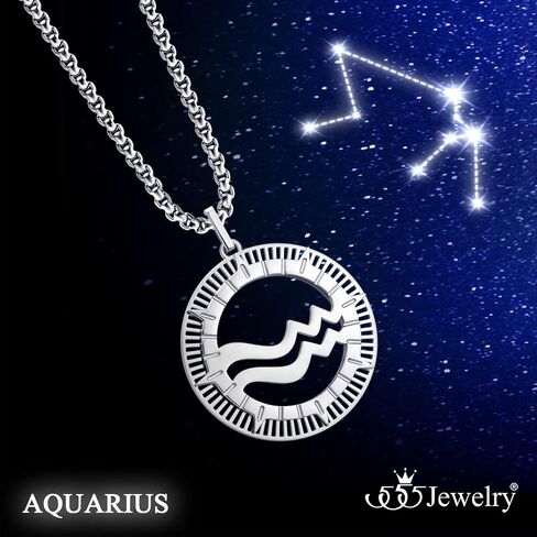 555Jewelry Stainless Steel Horoscope Zodiac Sign Necklace Pendant for Men & Women ‎ in Saudi Arabia