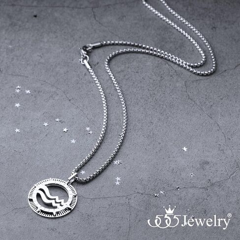 555Jewelry Stainless Steel Horoscope Zodiac Sign Necklace Pendant for Men & Women ‎ in Saudi Arabia